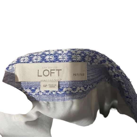 𝅺LOFT Blue & White 100% Cotton Lightweight Front Wrap Skirt w/Lining - Picture 5 of 7